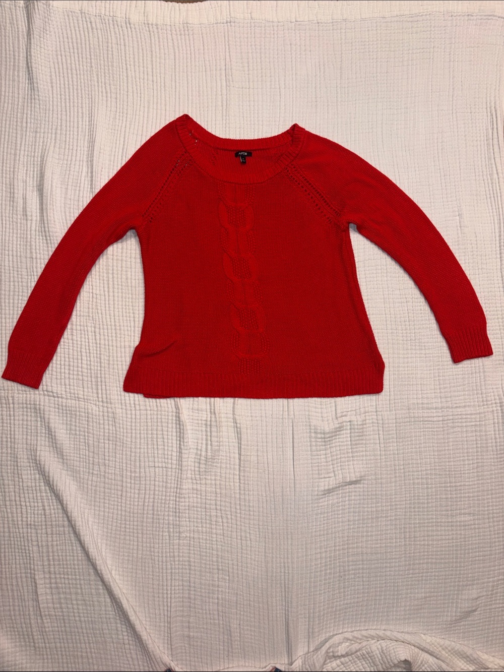 Apt. 9 Bright Red Cable-Front Crewneck Sweater